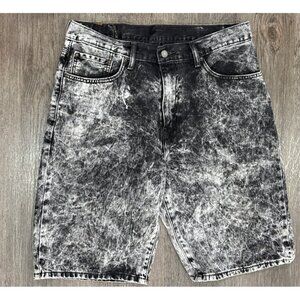 Levi’s 569 Black Stone Acid Wash Jean Shorts Loose Straight Fit Size 33 Y2K 90s